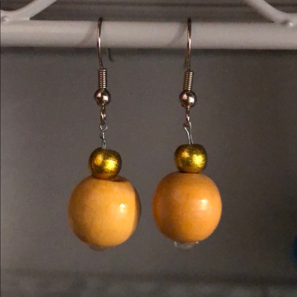 💐Yellow and Gold Bubble Dangle Earrings